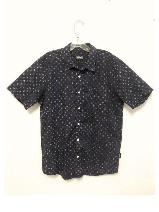 Patagonia Other - Patagonia Shirt Mens Medium Blue Nautical Short Sleeve Button Up Organic Cotton